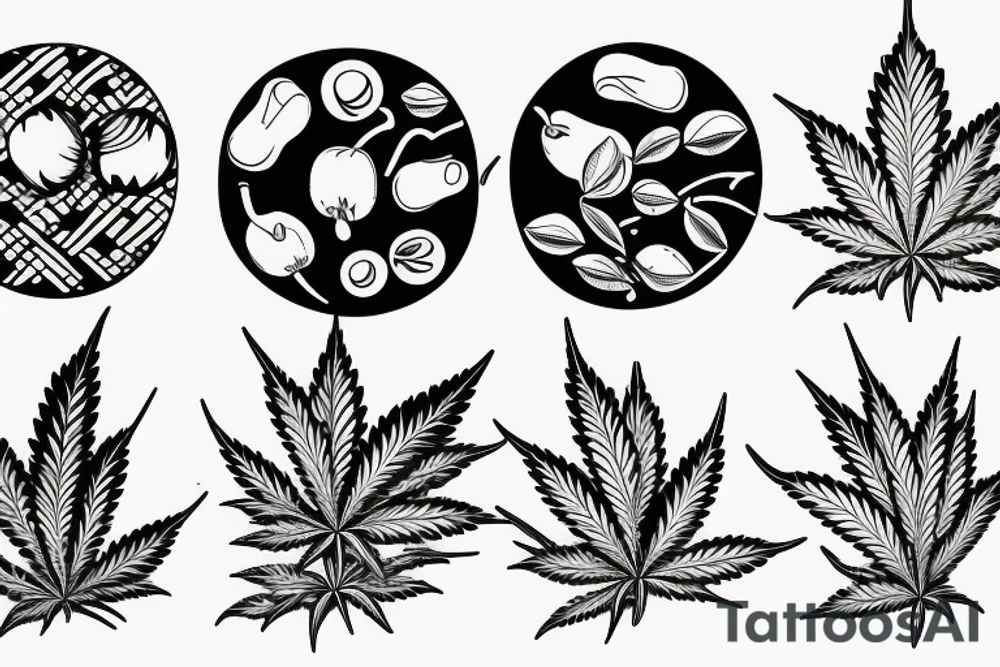 cannabis fruit, blue eye in the center tattoo idea