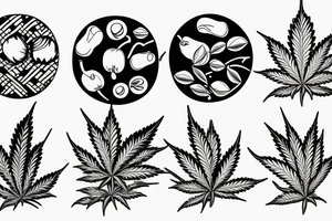 cannabis fruit, blue eye in the center tattoo idea