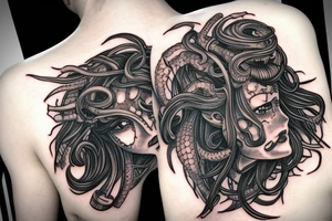 medusa gorgon half-robot tattoo idea