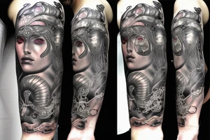medusa gorgon half-robot tattoo idea
