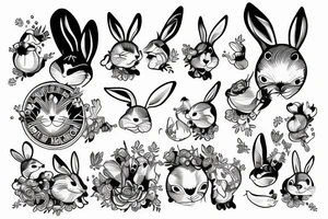 Rich drunk rabbit tattoo idea