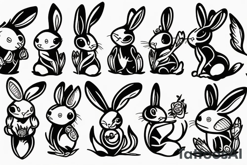 Rich drunk rabbit tattoo idea
