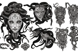 medusa gorgon half-robot tattoo idea