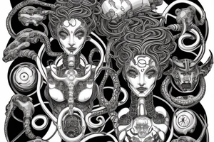 medusa gorgon half-robot tattoo idea