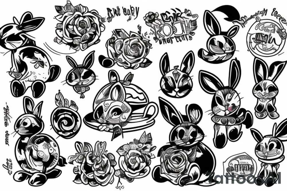 Rich drunk rabbit tattoo idea