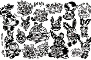 Rich drunk rabbit tattoo idea