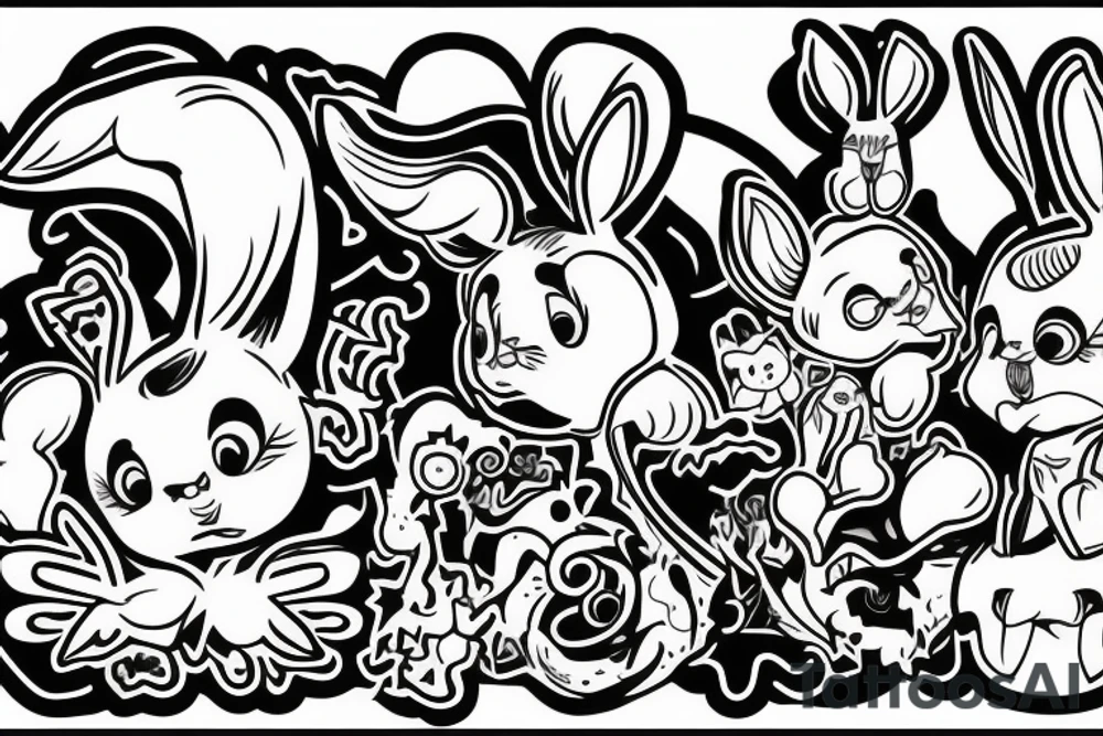 Rich drunk rabbit tattoo idea