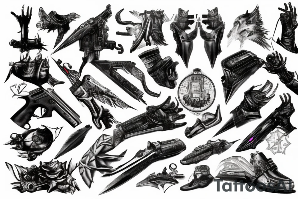 cyberpunk dagger tattoo idea