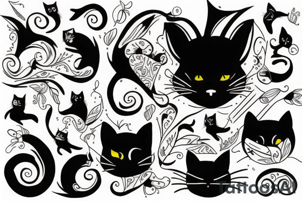 Black cat tattoo idea