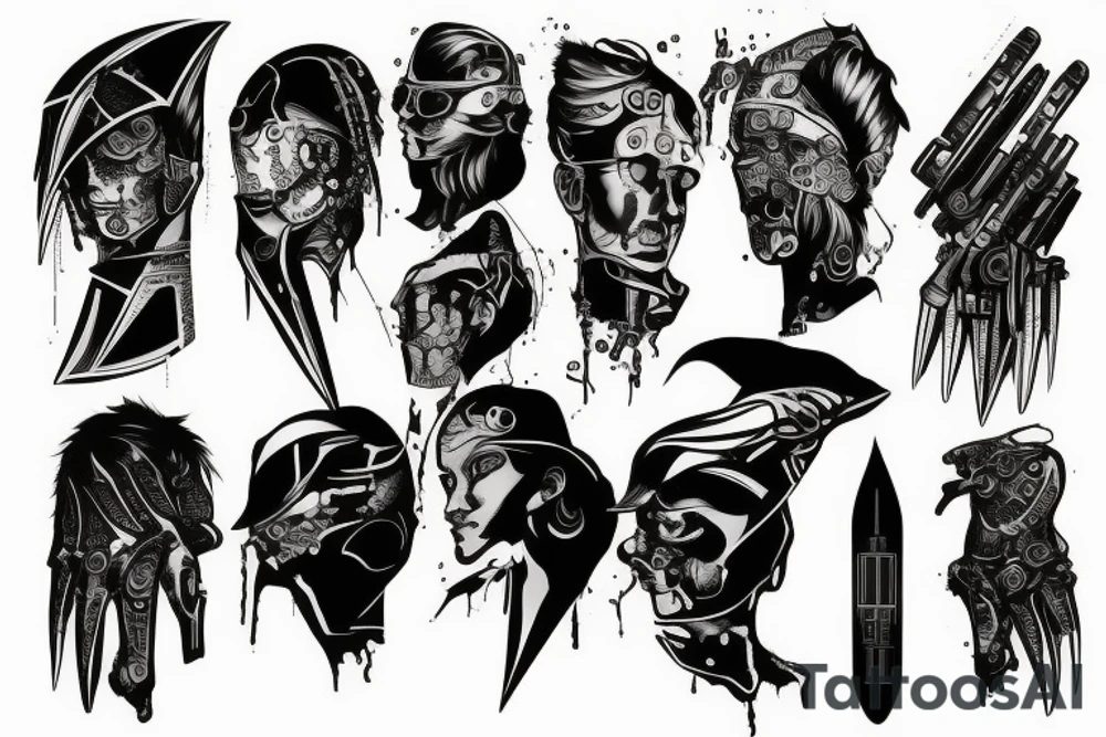 cyberpunk dagger tattoo idea