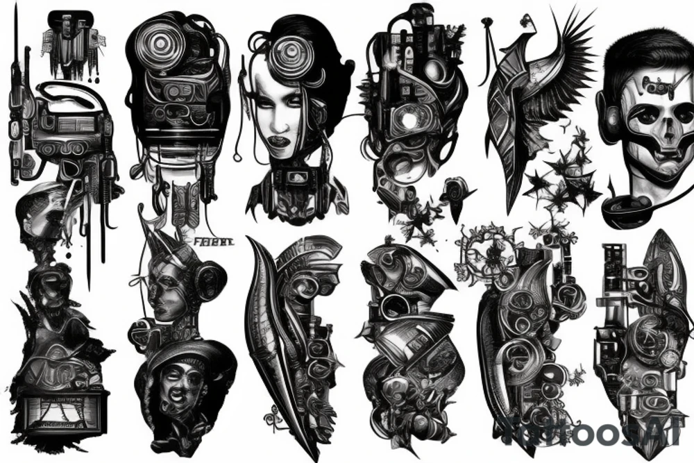 cyberpunk dagger tattoo idea