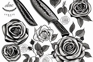 Caucasian knife with rose tattoo idea