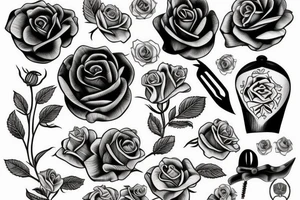 Caucasian knife with rose tattoo idea