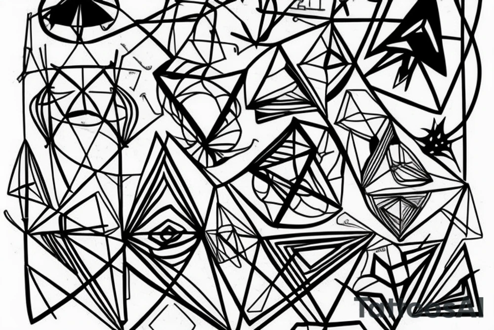 geometry with a lot of lines tattoo idea