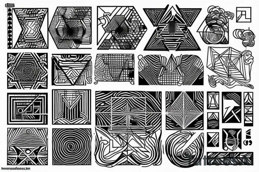 geometry with a lot of lines tattoo idea