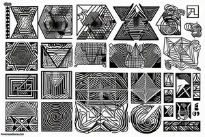 geometry with a lot of lines tattoo idea