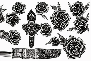 Armenian dagger interwined with rose tattoo idea