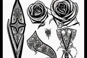 Armenian dagger interwined with rose tattoo idea