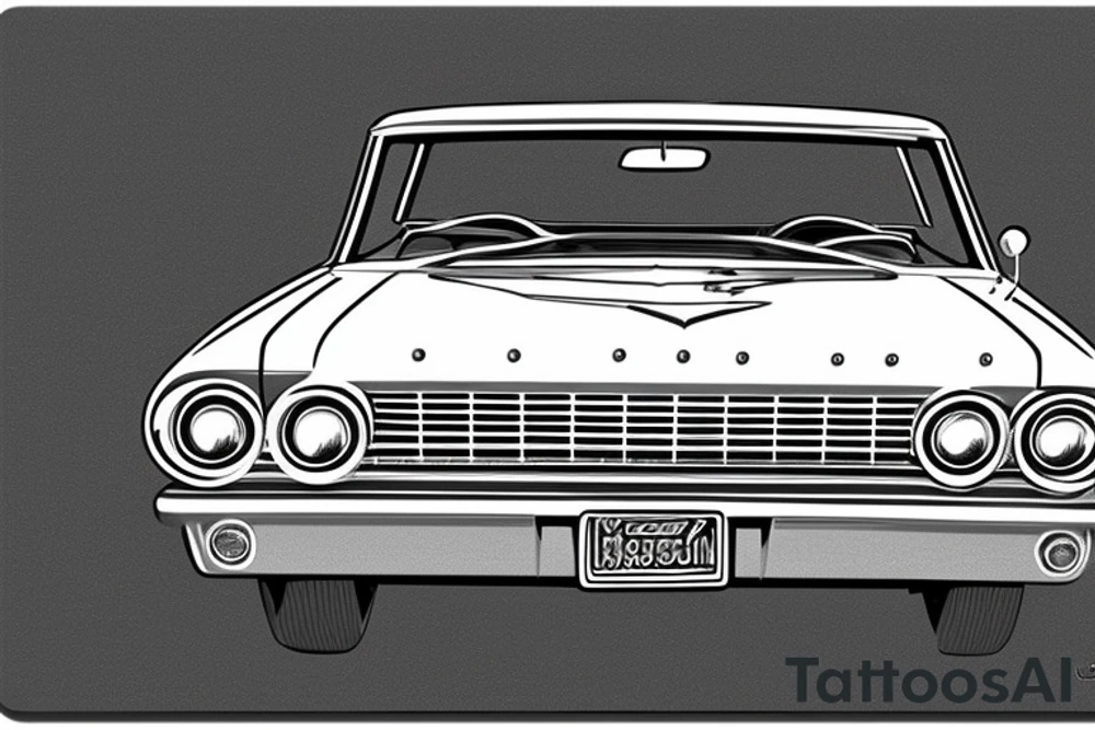 Chevrolet Impala 3rd facelift 1963 in front of highway 66 road sign tattoo idea