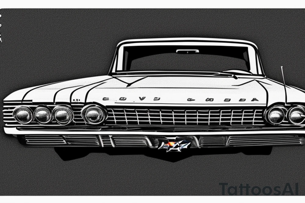 Chevrolet Impala 3rd facelift 1963 in front of highway 66 road sign tattoo idea