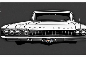 Chevrolet Impala 3rd facelift 1963 in front of highway 66 road sign tattoo idea