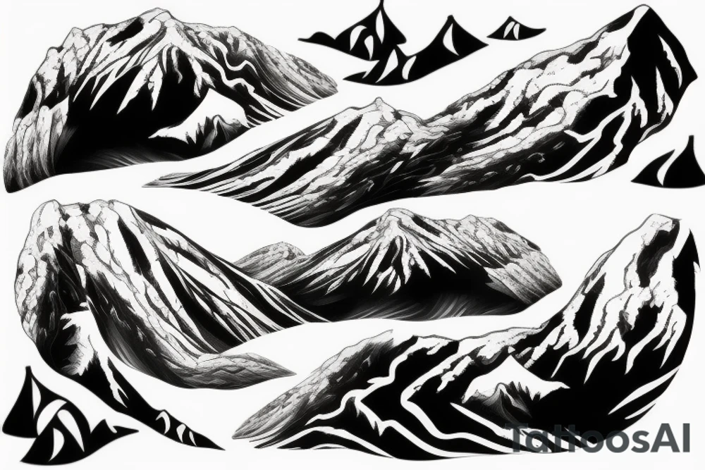 shape of lake baikal, 3d, realistic tattoo idea