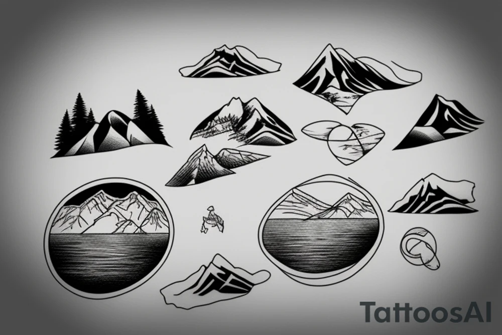 shape of lake baikal, 3d, realistic tattoo idea