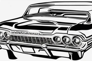 Chevrolet Impala 3rd facelift 1963 in front of highway 66 road sign tattoo idea