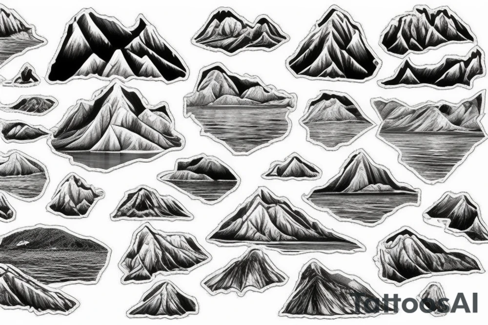 plan of lake baikal, 3d, realistic tattoo idea