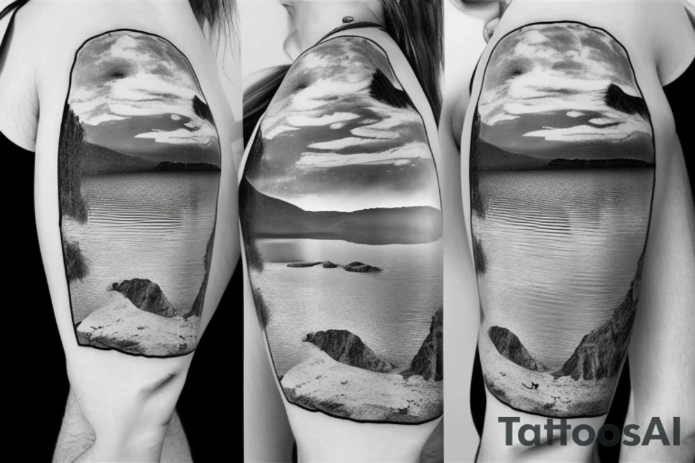 plan of lake baikal, 3d, realistic tattoo idea