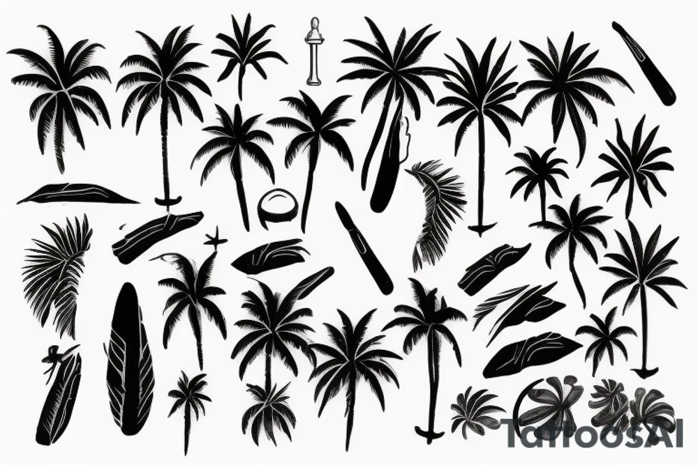 palm on island tattoo idea