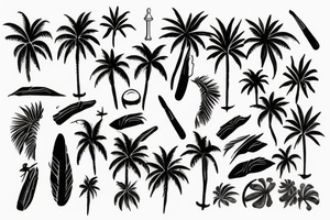 palm on island tattoo idea