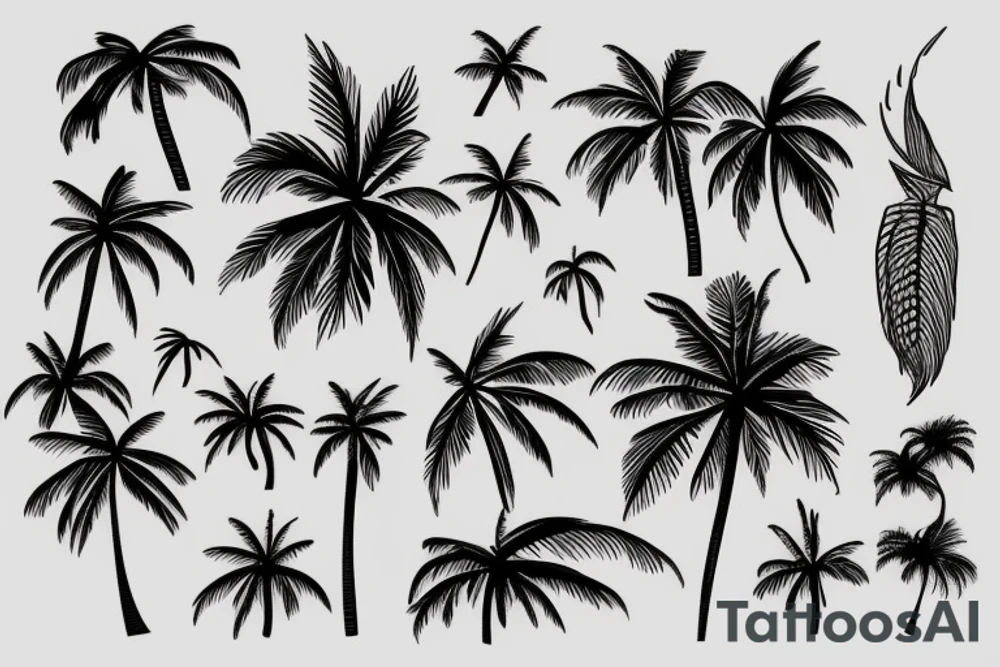 palm on island tattoo idea