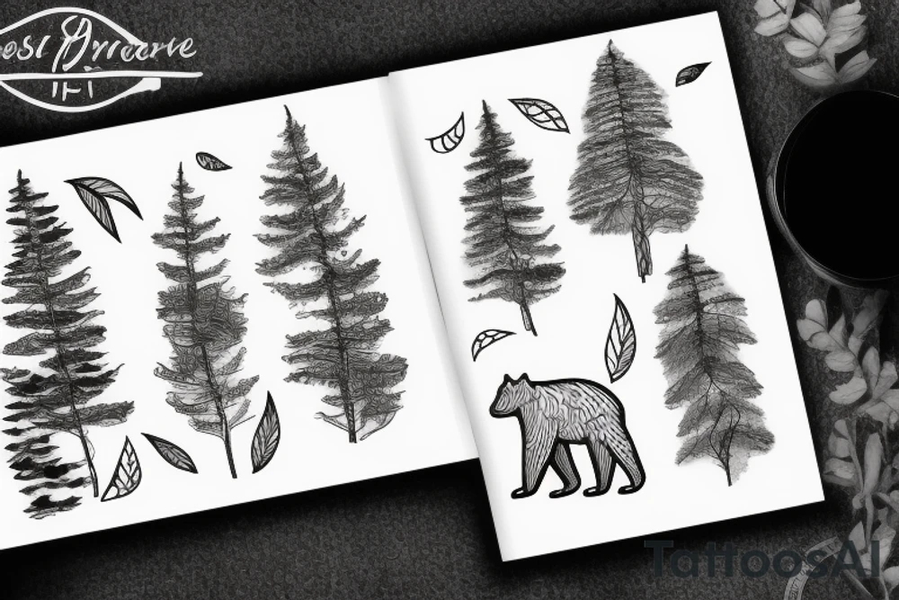 Forest with a bear tattoo idea