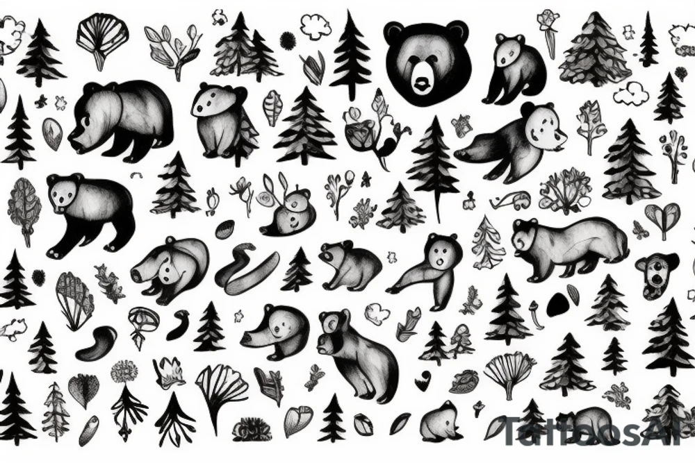 Forest with a bear tattoo idea