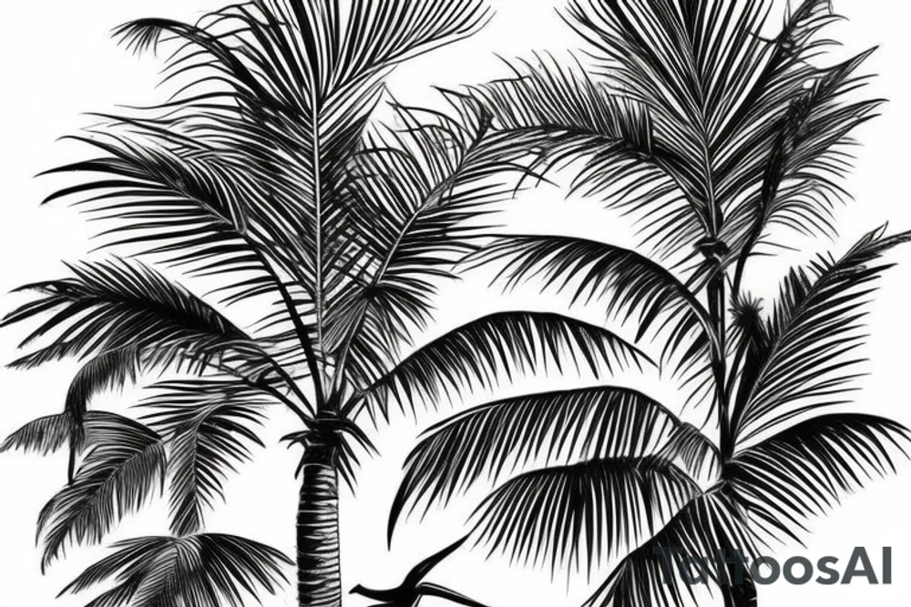palm on island tattoo idea