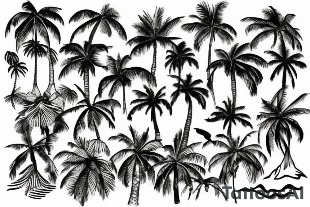 palm on island tattoo idea