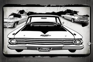 Chevrolet Impala 3rd facelift 1963 in front of highway 66 road sign tattoo idea