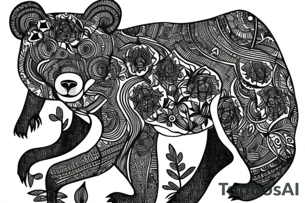 Forest with a bear tattoo idea