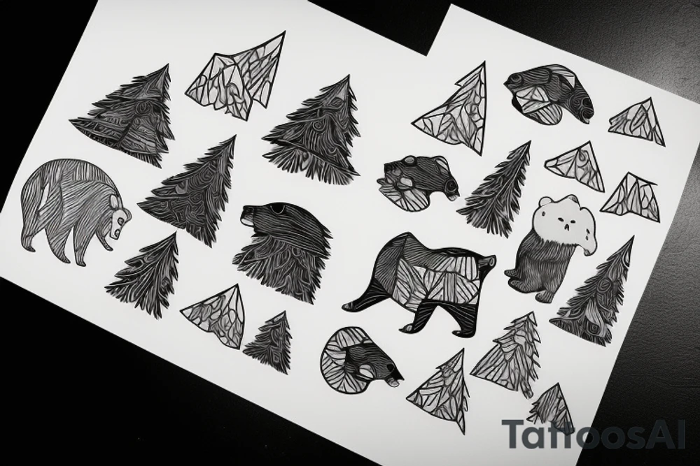 Forest with a bear tattoo idea