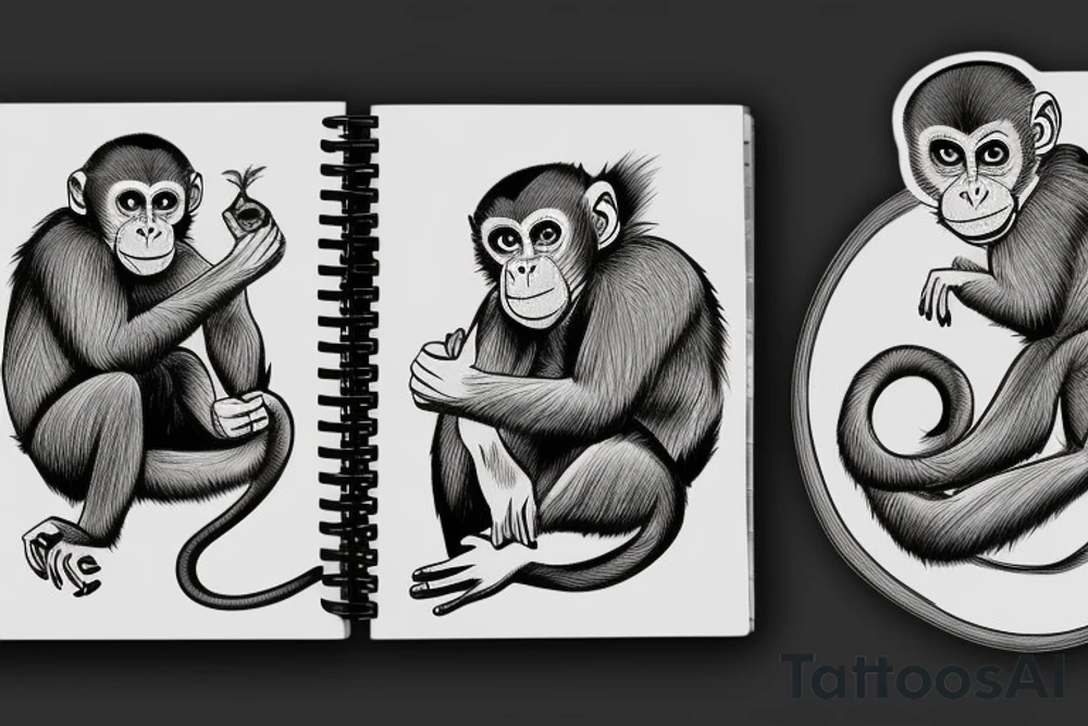 monkey sits on darwin books and thinks tattoo idea