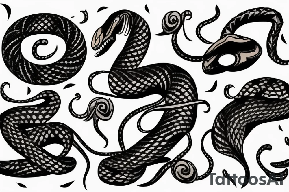A black snake biting a candle tattoo idea