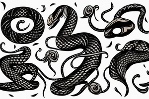 A black snake biting a candle tattoo idea