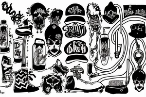 drain gang, drain, shoegaze tattoo idea