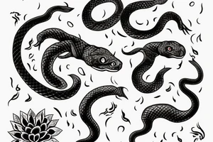 A black snake biting a candle tattoo idea