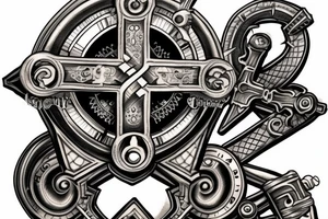 Templar cross in steampunk tattoo idea