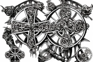 Templar cross in steampunk tattoo idea