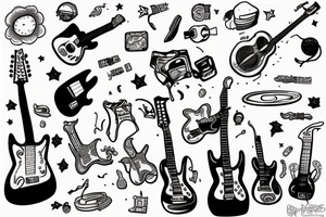 astronaut plays the guitar for the cat tattoo idea