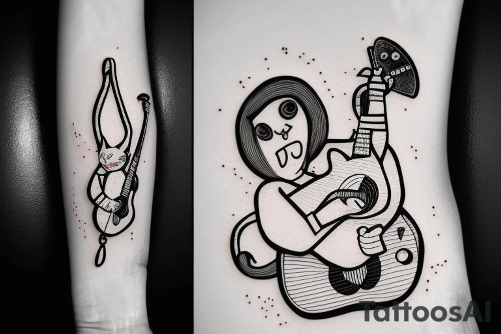 astronaut plays the guitar for the cat tattoo idea