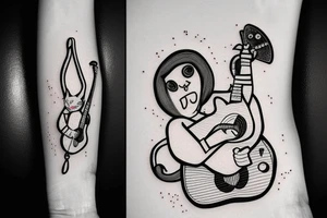astronaut plays the guitar for the cat tattoo idea